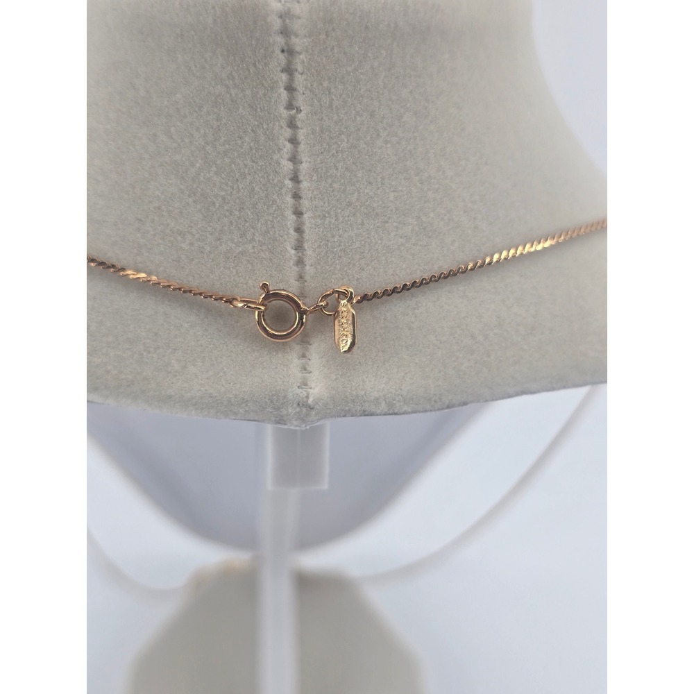 Sarah Coventry Necklace Womens‎  Lariat Rose Gold Green Cats Eye EUC - Picture 3 of 3